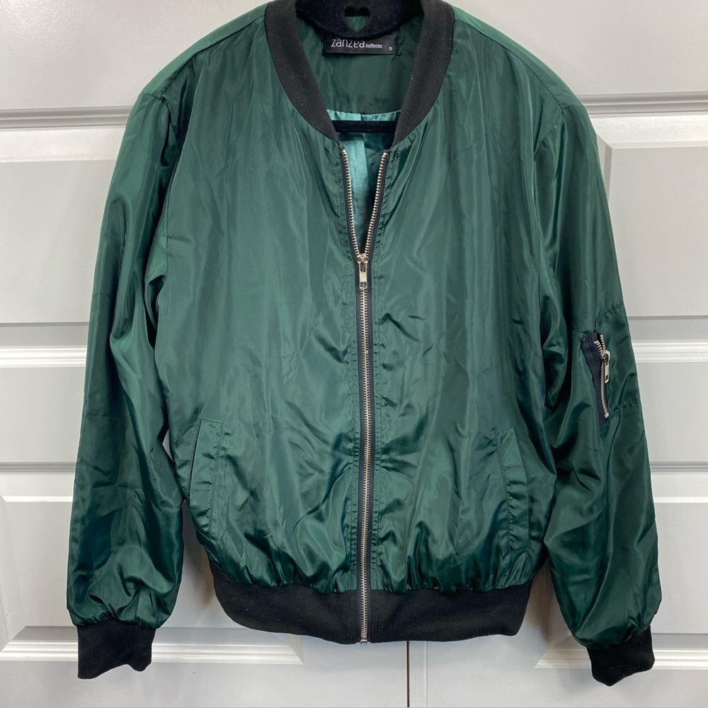 Zanzea Green Fisher Core Jacket Cuffed Sleeve 2 Pockets 1 Arm Pocket SM Small